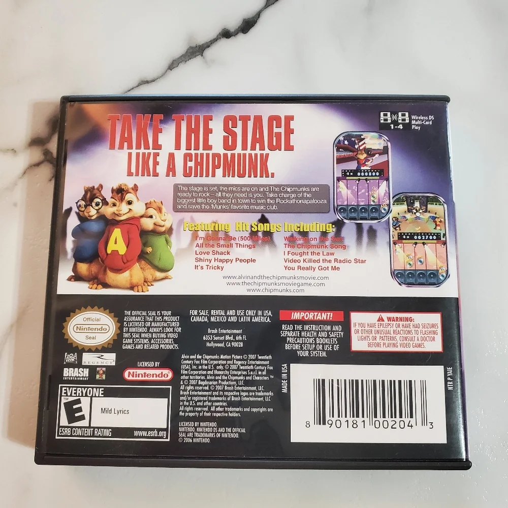 Alvin and the Chipmunks Nintendo DS Video Game  *TESTED*